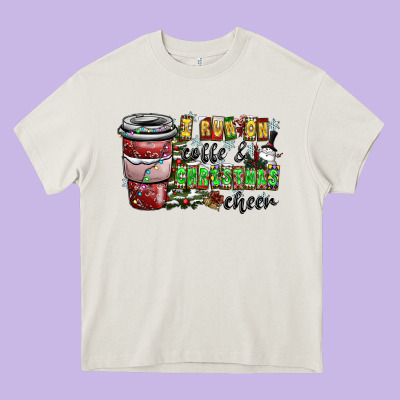 I Run On Coffee And Christmas Cheer Heavy Core Tee Designed By Cowhidedigitalart