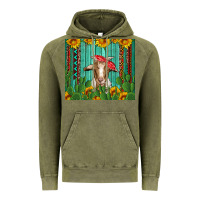 Vintage Olive goat with sunflower and cactus Vintage Hoodie - Artiststas