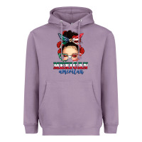 Lavender Mexican American Messy Bun Heavyweight Hoodie - texasbilliewilder