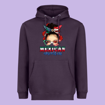Mexican American Messy Bun Heavyweight Hoodie Designed By Texasbilliewilder
