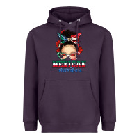 Plum Mexican American Messy Bun Heavyweight Hoodie - texasbilliewilder
