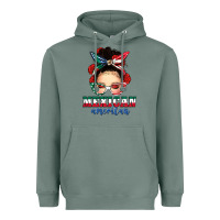 Sage Mexican American Messy Bun Heavyweight Hoodie - texasbilliewilder