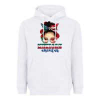 White Mexican American Messy Bun Heavyweight Hoodie - texasbilliewilder