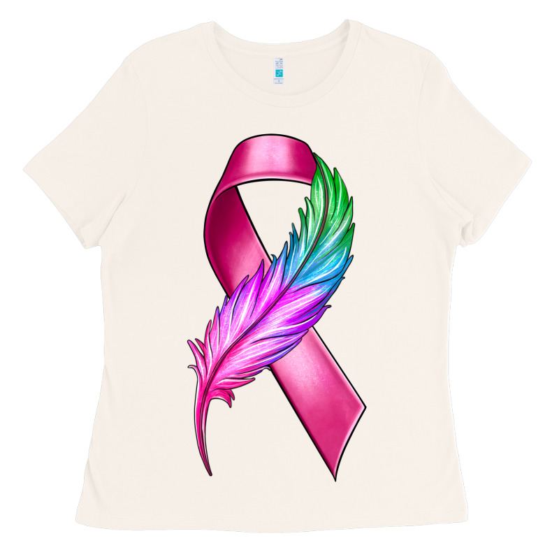 Breast Cancer Ribbon With Feather Ladies Tee by texasbilliewilder | Teevron
