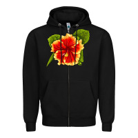 Black Hawaiian Hibiscus Flower Zipper Hoodie - LillyAllenDesigns