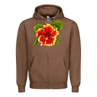 Chestnut Hawaiian Hibiscus Flower Zipper Hoodie - LillyAllenDesigns