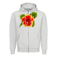 Dove Grey Hawaiian Hibiscus Flower Zipper Hoodie - LillyAllenDesigns