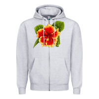Heather Grey Hawaiian Hibiscus Flower Zipper Hoodie - LillyAllenDesigns