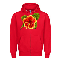 Red Hawaiian Hibiscus Flower Zipper Hoodie - LillyAllenDesigns