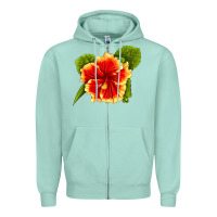 Seafoam Hawaiian Hibiscus Flower Zipper Hoodie - LillyAllenDesigns