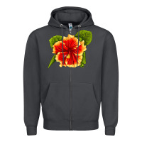 Smoke Hawaiian Hibiscus Flower Zipper Hoodie - LillyAllenDesigns