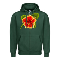 Sports Green Hawaiian Hibiscus Flower Zipper Hoodie - LillyAllenDesigns