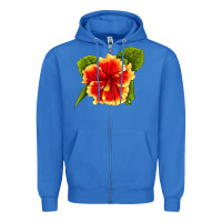 True Royal Hawaiian Hibiscus Flower Zipper Hoodie - LillyAllenDesigns