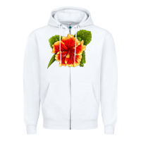 White Hawaiian Hibiscus Flower Zipper Hoodie - LillyAllenDesigns
