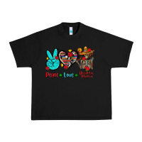 Black peace love dia de los muertos Urban Heavy Tee - AdoDesignShop
