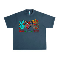 Midnight Navy peace love dia de los muertos Urban Heavy Tee - AdoDesignShop