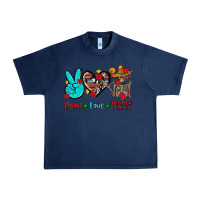 Navy peace love dia de los muertos Urban Heavy Tee - AdoDesignShop