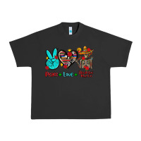 Pigment Black peace love dia de los muertos Urban Heavy Tee - AdoDesignShop
