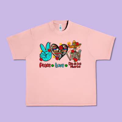 Peace Love Dia De Los Muertos Urban Heavy Tee Designed By Adodesignshop