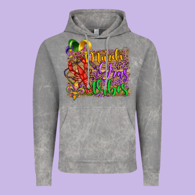 Mardi Gras Vibes Crawfish Mask And Fleur De Lis Vintage Hoodie Designed By Artiststas