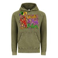 Vintage Olive mardi gras vibes crawfish mask and fleur de lis Vintage Hoodie - Artiststas