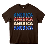 Chocolate Brown America 4th of July Heavy Core Tee - CowGirlArtShop