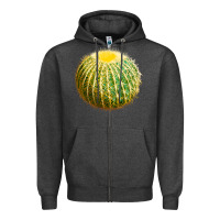 Charcoal Heather Golden Barrel Cactus Zipper Hoodie - LillyAllenDesigns