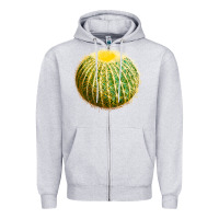 Heather Grey Golden Barrel Cactus Zipper Hoodie - LillyAllenDesigns