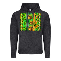 Vintage Black st patricks gnomes and cloves with leopard  brushstrokes Vintage Hoodie - Artiststas