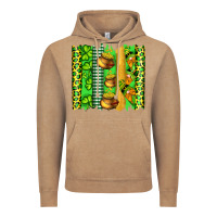 Vintage Coffee st patricks gnomes and cloves with leopard  brushstrokes Vintage Hoodie - Artiststas