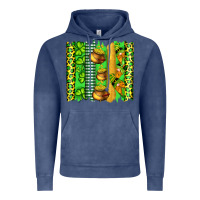 Vintage Denim st patricks gnomes and cloves with leopard  brushstrokes Vintage Hoodie - Artiststas