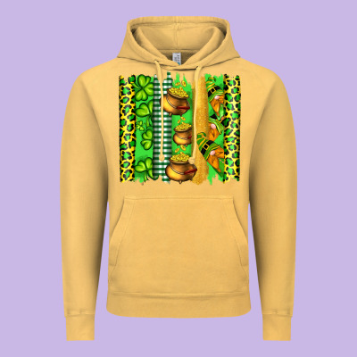 St Patricks Gnomes And Cloves With Leopard  Brushstrokes Vintage Hoodie Designed By Artiststas