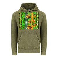Vintage Olive st patricks gnomes and cloves with leopard  brushstrokes Vintage Hoodie - Artiststas