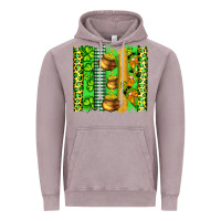 Vintage Zinc st patricks gnomes and cloves with leopard  brushstrokes Vintage Hoodie - Artiststas