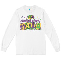 White mardi gras mama Long Sleeve Tee - MaliasSmallBusiness