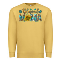 Antique Gold Western Blessed Mama with Leopard and Sunflower Premium Sweatshirt - texasbilliewilder