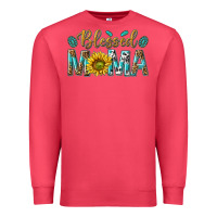 Cardinal Western Blessed Mama with Leopard and Sunflower Premium Sweatshirt - texasbilliewilder