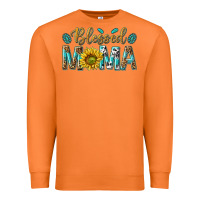 Carrot Western Blessed Mama with Leopard and Sunflower Premium Sweatshirt - texasbilliewilder
