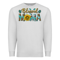 Dove Grey Western Blessed Mama with Leopard and Sunflower Premium Sweatshirt - texasbilliewilder