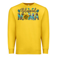 Lemon Western Blessed Mama with Leopard and Sunflower Premium Sweatshirt - texasbilliewilder