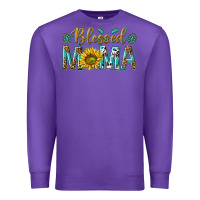 Purple Western Blessed Mama with Leopard and Sunflower Premium Sweatshirt - texasbilliewilder