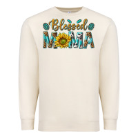 Sandshell Western Blessed Mama with Leopard and Sunflower Premium Sweatshirt - texasbilliewilder