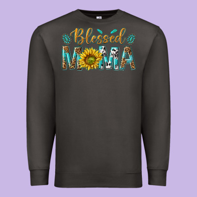 Western Blessed Mama With Leopard And Sunflower Premium Sweatshirt Designed By Texasbilliewilder