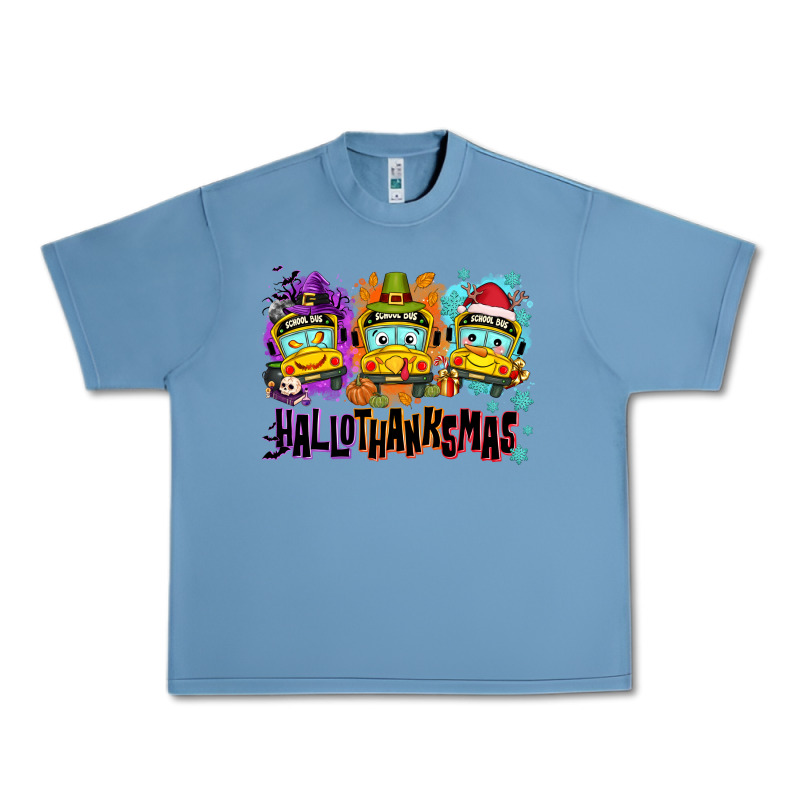 Happy Hallothanksmas School Bus Urban Heavy Tee by NancyCooperArtShop | Teevron