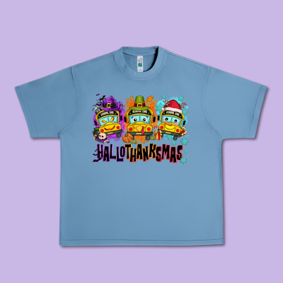 Happy Hallothanksmas School Bus Urban Heavy Tee Designed By Nancycooperartshop
