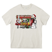 Cream I Believe In Santa And Coffee Heavy Core Tee - CowhideDigitalArt