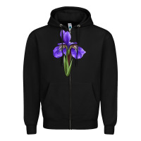 Black Iris Flower Zipper Hoodie - LillyAllenDesigns