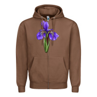 Chestnut Iris Flower Zipper Hoodie - LillyAllenDesigns