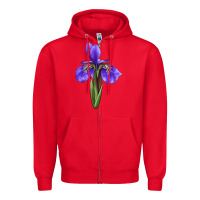 Red Iris Flower Zipper Hoodie - LillyAllenDesigns