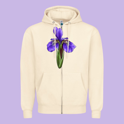 Iris Flower Zipper Hoodie Designed By Lillyallendesigns